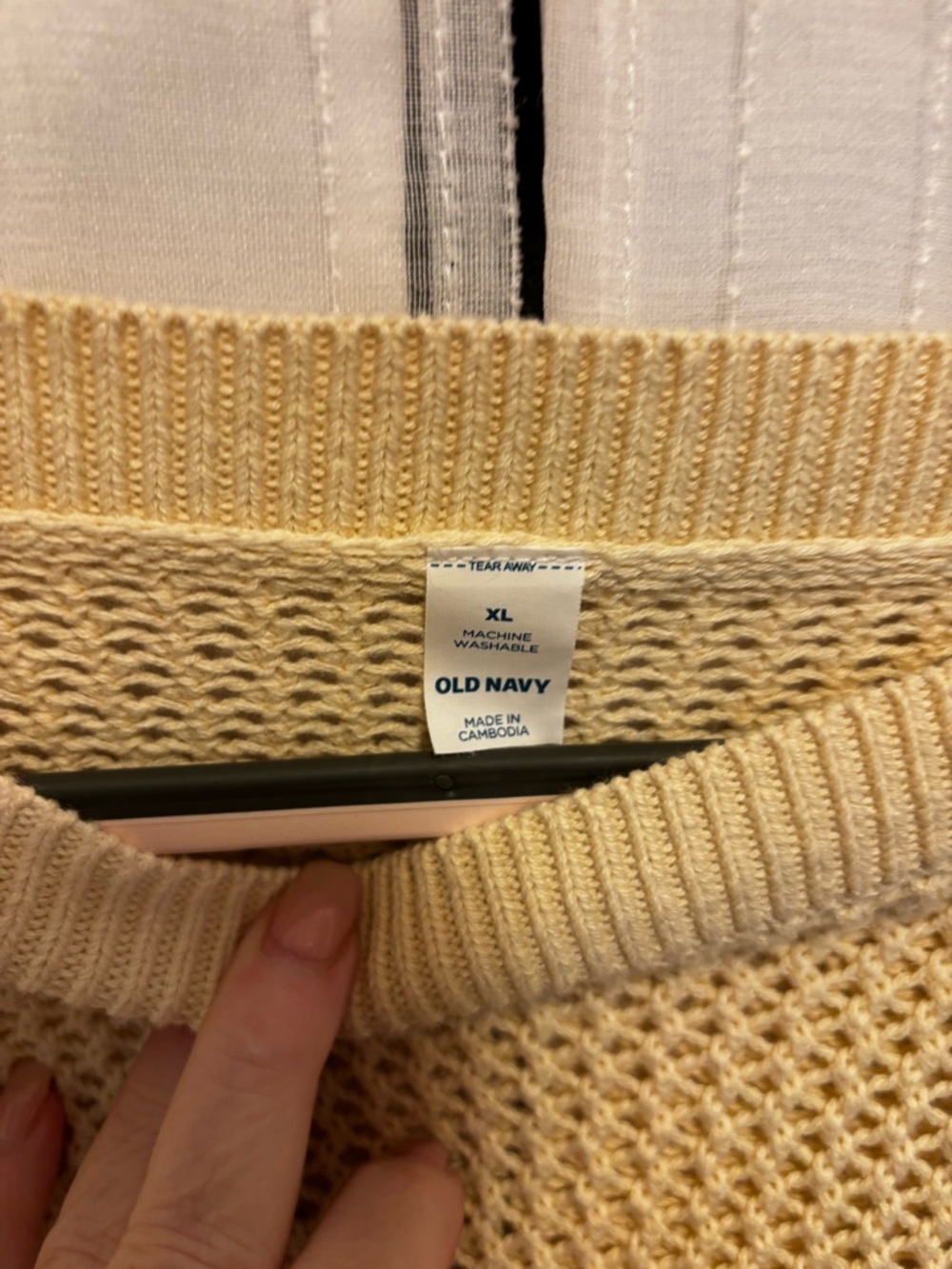 Old Navy Light Yellow Open-Knit Sweater